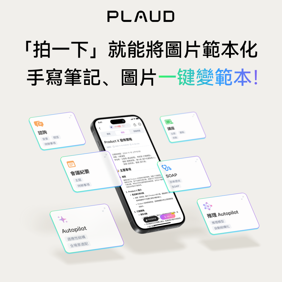 拍張照秒轉專屬範本!Plaud App「範本快拍」功能深入解析