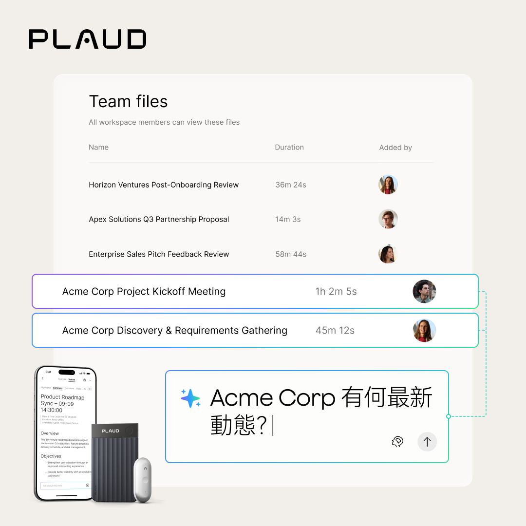 Plaud Team:讓對話轉化成共享的團隊智慧