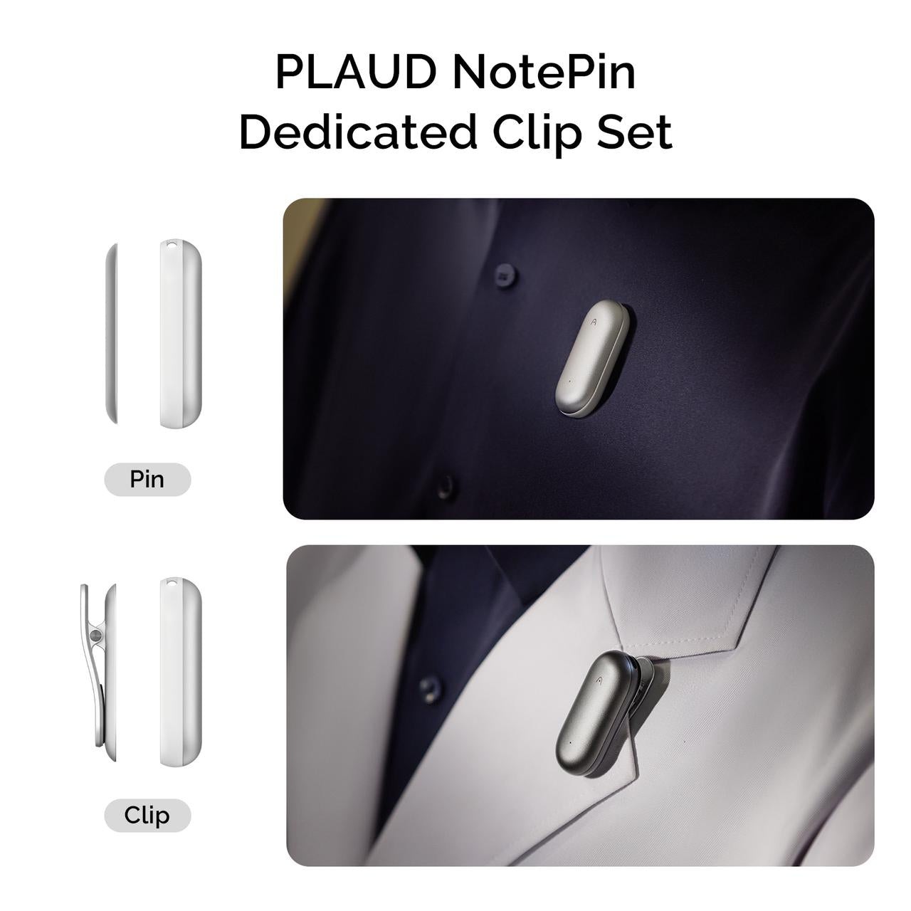 Plaud NotePin 夾子和磁性別針