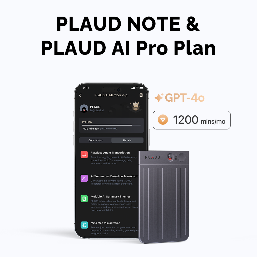 PLAUD NOTE 及 PLAUD AI 高級會員套裝（年度會員）