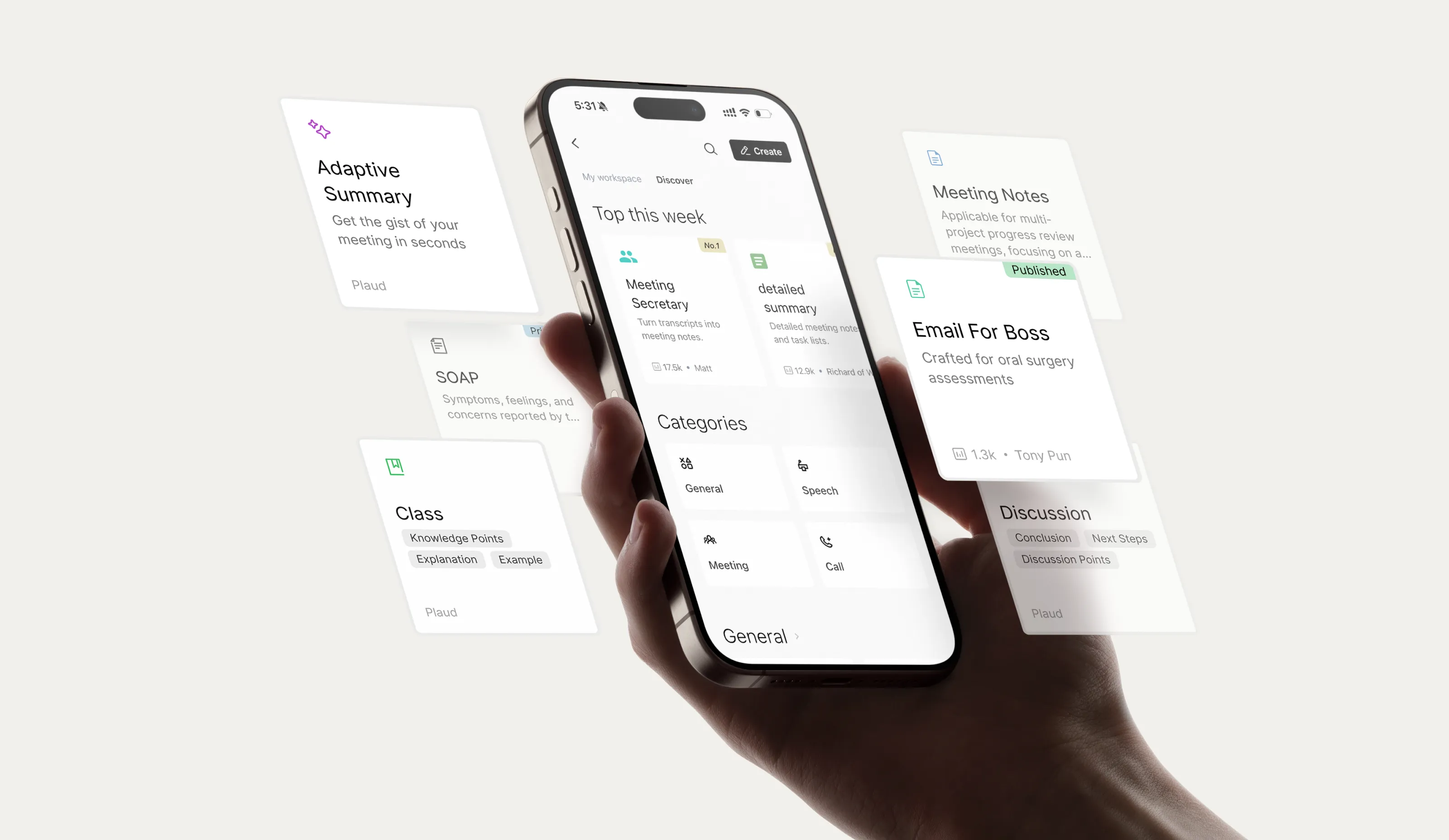 Choose from thousands of templates tailored to meetings, interviews, lectures, and more. Or build your own with a picture or text description.